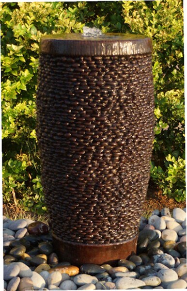 Shimmering Stones Pond less Fountain Optional Fire Canister Cement
